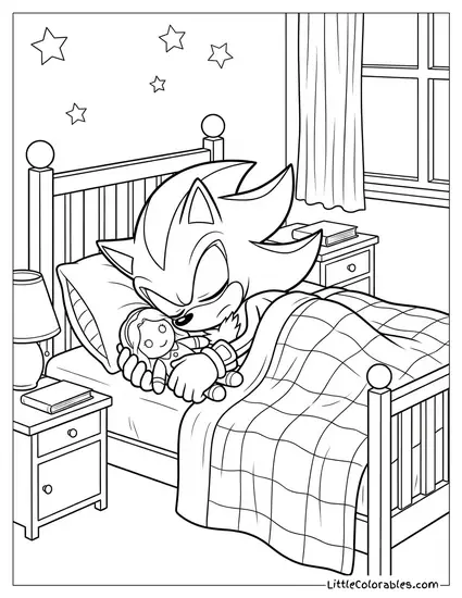 Shadow Sleeping with a Plush Toy of Maria Coloring Page