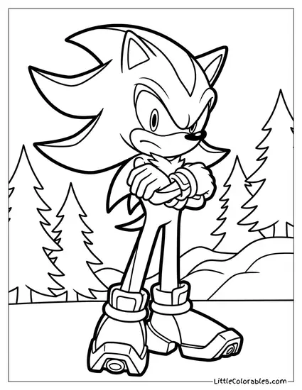 Shadow Standing with Arms Crossed Looking Serious Coloring Page