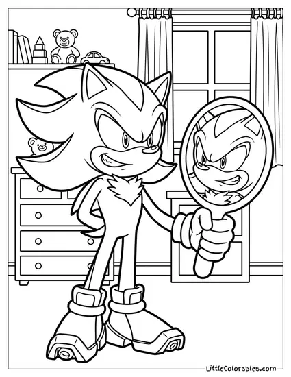 Shadow Trying to Smile in a Mirror Coloring Page