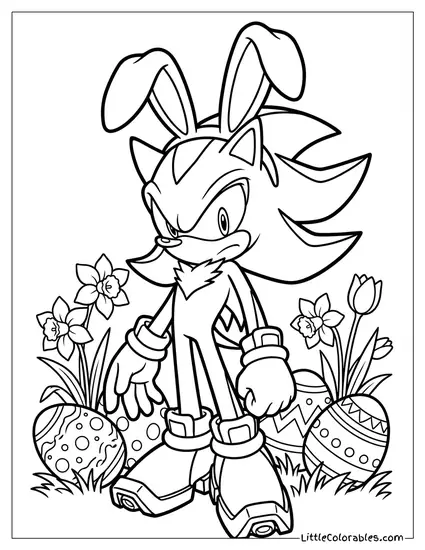 Shadow Wearing Bunny Ears for Easter Coloring Page