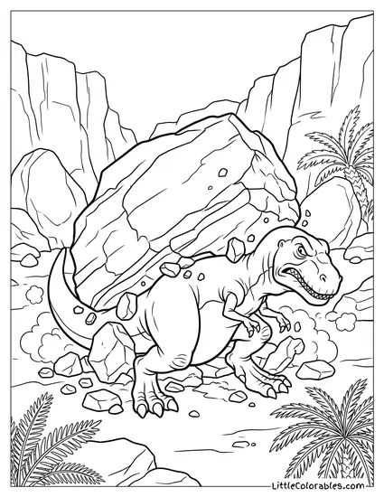 Sharptooth Snarling Among Rocks Coloring Page