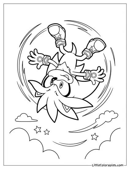 Silver the Hedgehog Floating Upside Down Coloring Page