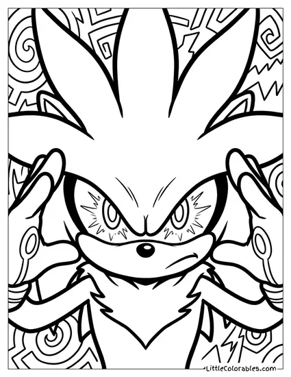 Silver the Hedgehog Focusing His Psychokinetic Powers Coloring Page