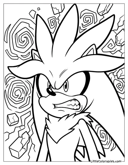Silver the Hedgehog Gritting His Teeth Coloring Page