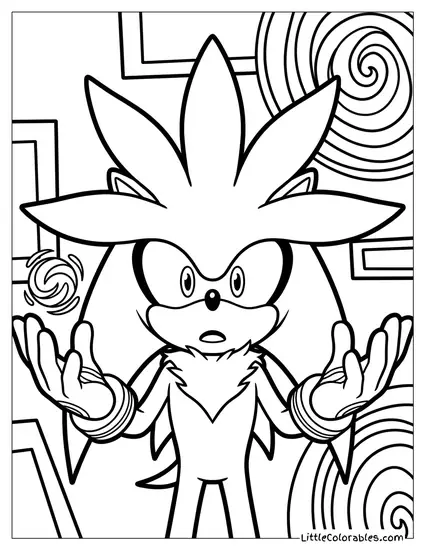Silver the Hedgehog Looking Surprised Coloring Page