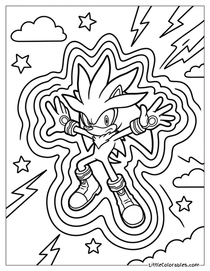 Silver the Hedgehog Unleash a Massive Shockwave Coloring Page