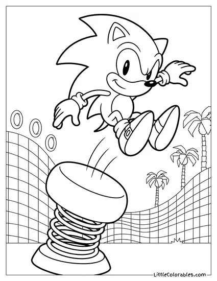 Sonic Bouncing Off a Bumper Coloring Page