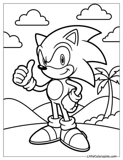 Sonic Giving a Thumbs Up Pose Coloring Page