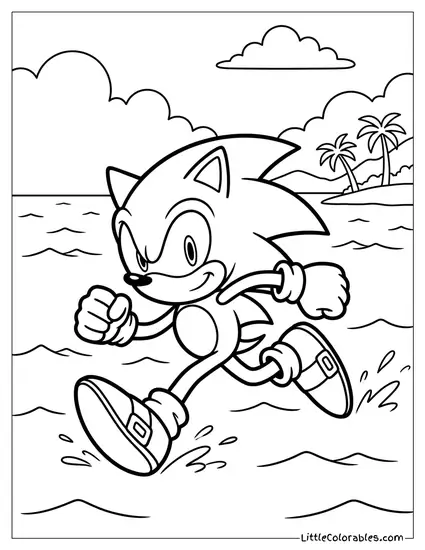 Sonic Running on Water Coloring Page