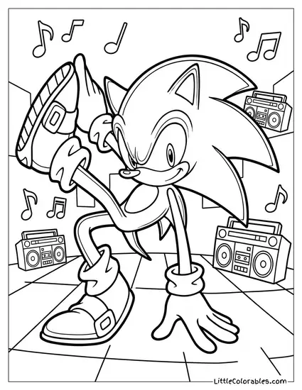 Sonic Striking a Breakdance Pose Coloring Page