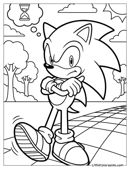 Sonic Tapping His Foot Impatiently Coloring Page