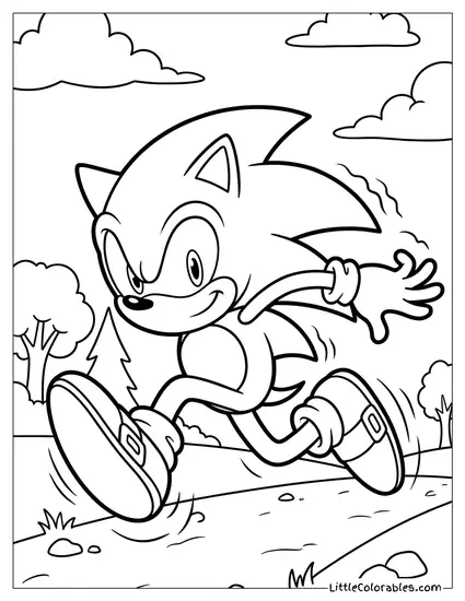 Sonic Trying to Run in Slow Motion Coloring Page
