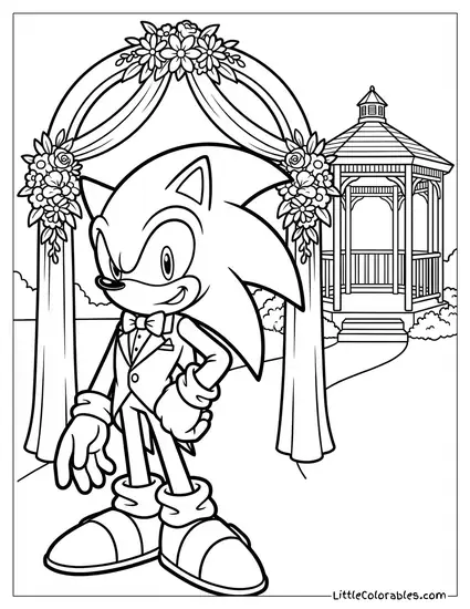 Sonic Wearing a Tuxedo for a Wedding Coloring Page