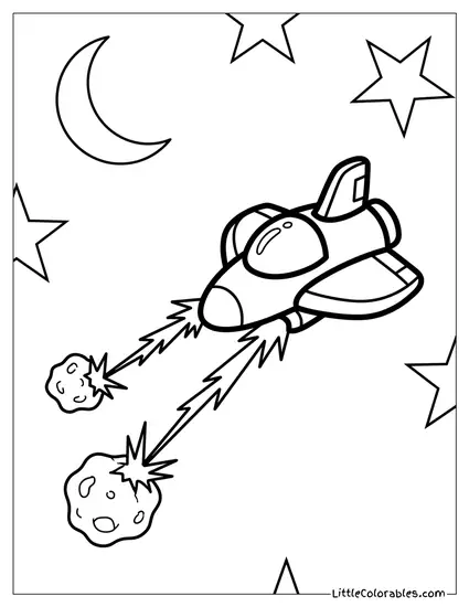 Space Ship Shooting Lasers Coloring Page