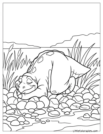 Spike Sleeping On Rocks Coloring Page