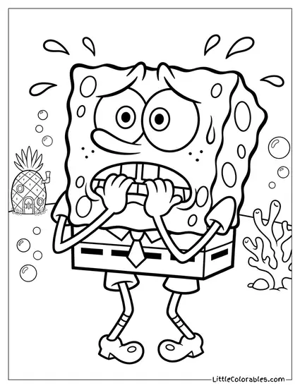 SpongeBob Nervously Biting His Fingernails Coloring Page