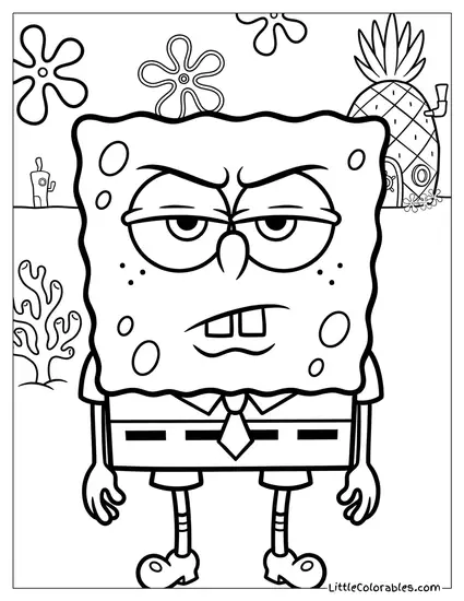 SpongeBob SquarePants Looking Incredibly Suspicious Coloring Page