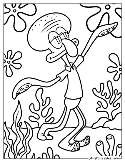Squidward Dancing Interpretively Coloring Page