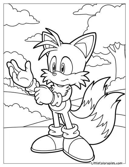 Tails Adjusting His Gloves Coloring Page