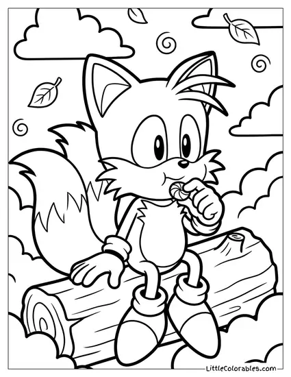 Tails Eating a Mint Candy Coloring Page