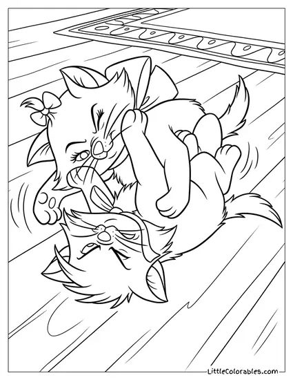 Toulouse And Berlioz Wrestling Playfully Coloring Page