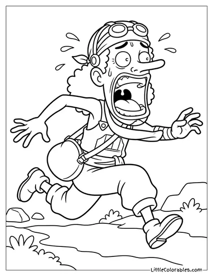 Usopp Running Away Scared Coloring Page