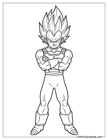 Vegeta with Arms Crossed Coloring Page