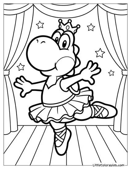 Yoshi Dressed As A Ballerina Coloring Page