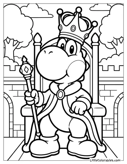 Yoshi Dressed As A King With A Crown Coloring Page