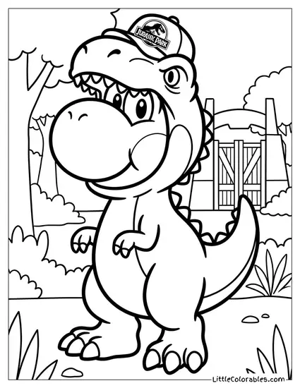 Yoshi Dressed As A T Rex From Jurassic Park Coloring Page