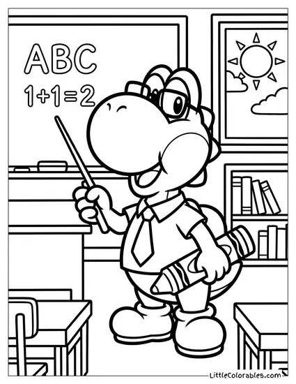 Yoshi Dressed As A Teacher Coloring Page
