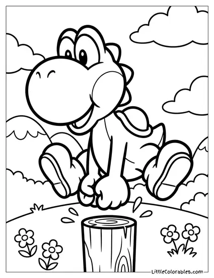 Yoshi Ground Pounding A Post Coloring Page