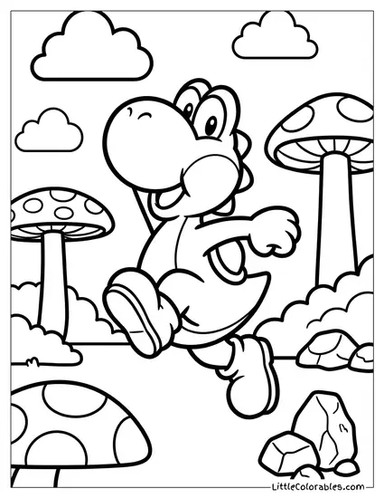 Yoshi Ground Pounding Coloring Page