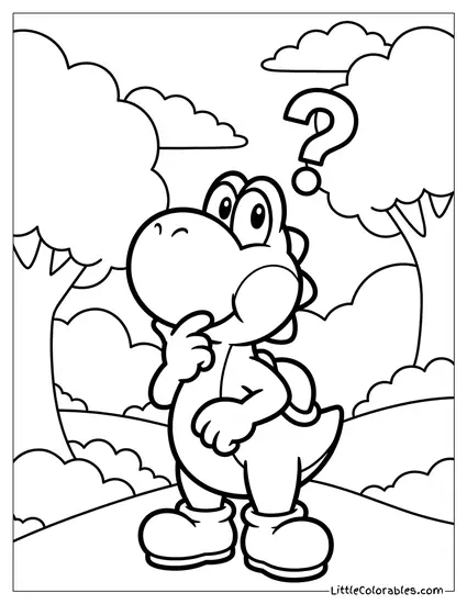 Yoshi Looking Confused Coloring Page
