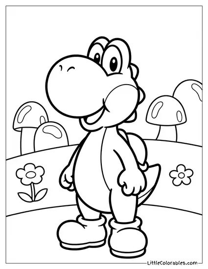 Yoshi Standing And Smiling Happy Coloring Page