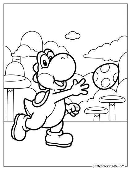 Yoshi Throwing An Egg Coloring Page