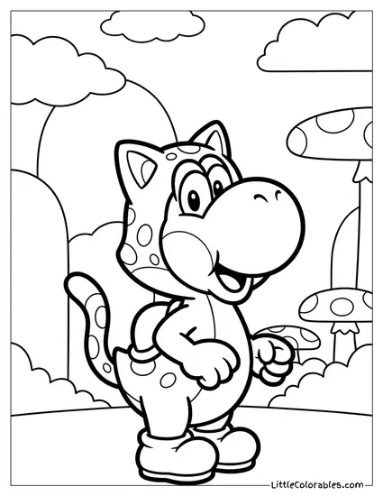 Yoshi Wearing The Cat Suit Coloring Page