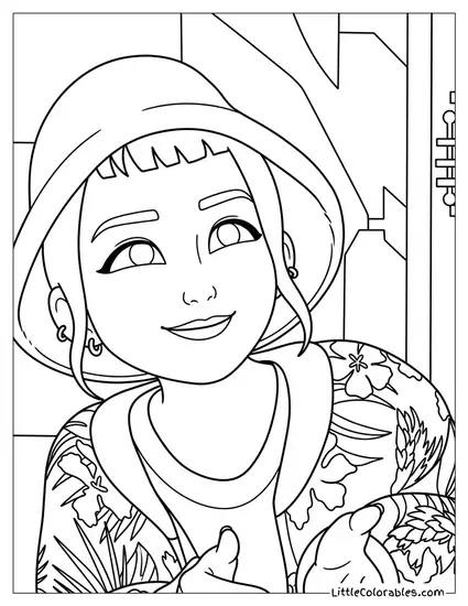 Zoey Looking With Cute Smile Coloring Page
