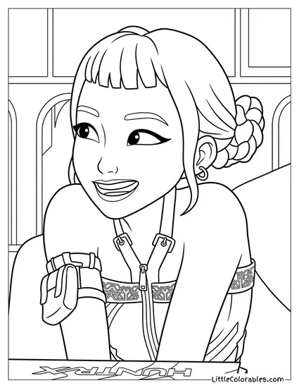 Zoey Sitting With Childish Laugh Coloring Page