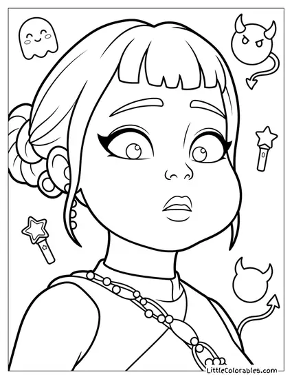 Zoey Up Close With Her Cheeks Puffed Coloring Page