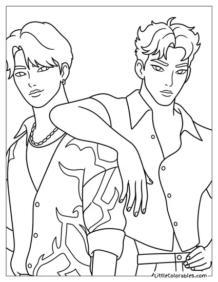 Abby and Jinu Posing Coloring Page
