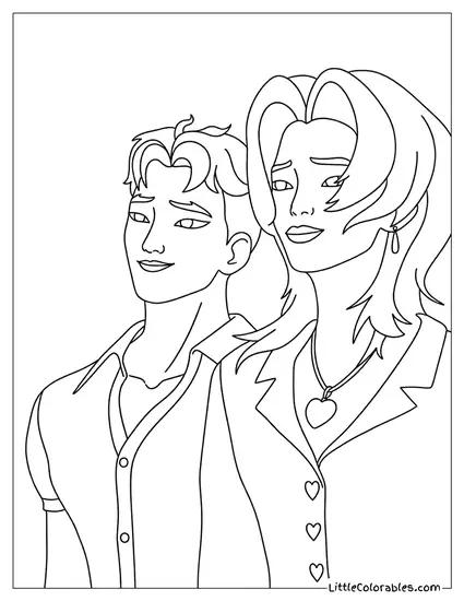 Abby and Romance Standing Together Coloring Page