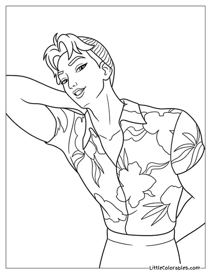 Abby Posing in Colorful Shirt Coloring Page