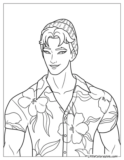 Abby Wearing Hawaiian Shirt Coloring Page