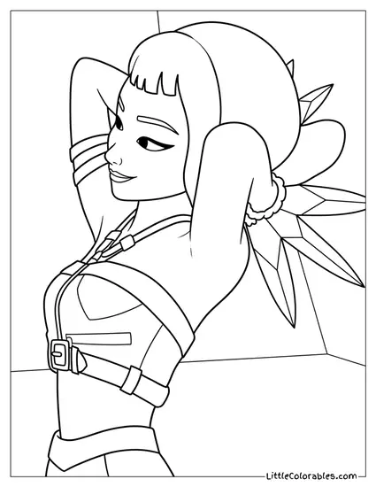 Adjusting Her Hair Coloring Page