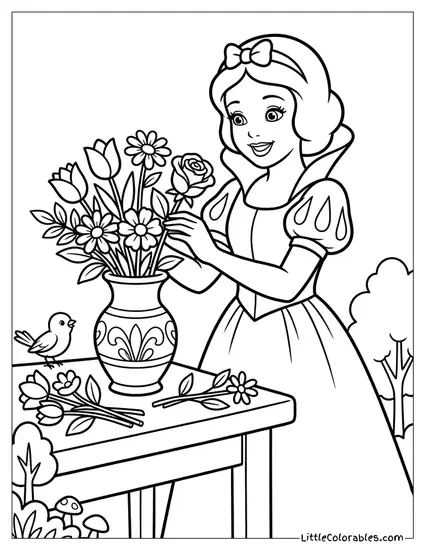 Arranging Flowers Coloring Page