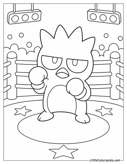 Badtz-Maru in a Boxing Ring with Tiny Gloves Coloring Page