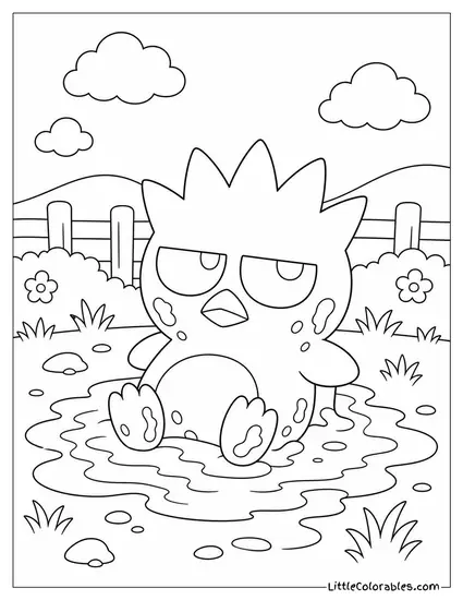 Badtz-Maru in a Mud Puddle Looking Unbothered Coloring Page