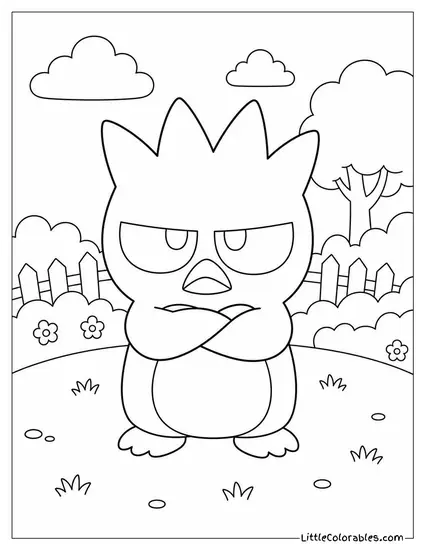 Badtz-Maru Making a Grumpy Face at a Camera Coloring Page