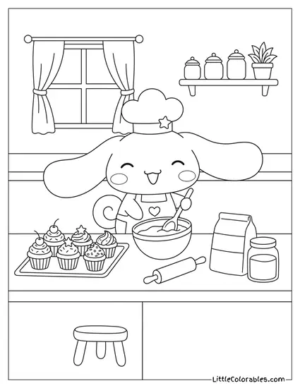 Baking Cupcakes Coloring Page